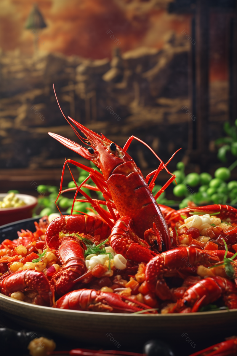 美味的食物秘制油焖小龙虾在盘子里摄影图,高清,摄影图,摄影图片,图片大全,摄影图免费下载